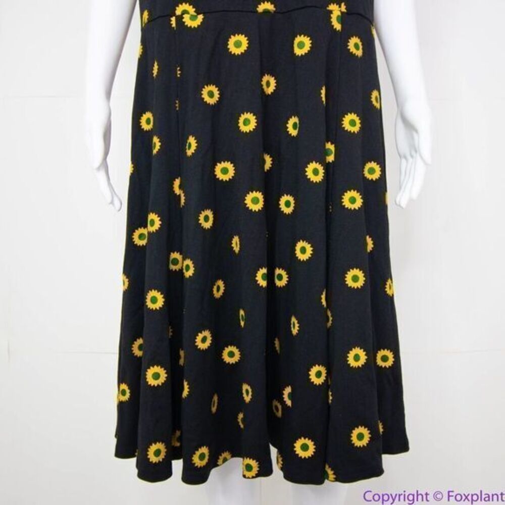 Unique Vintage X GB Gwynnie Bee Sunflower Black Dress, L - Picture 7 of 16